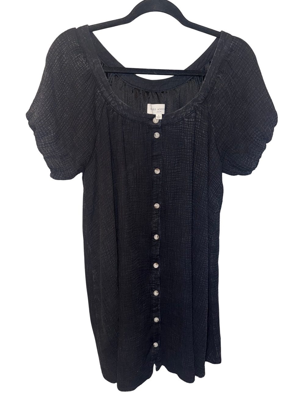 Brass and Roe Black Button Gauze Like Dress Size Large Oversived